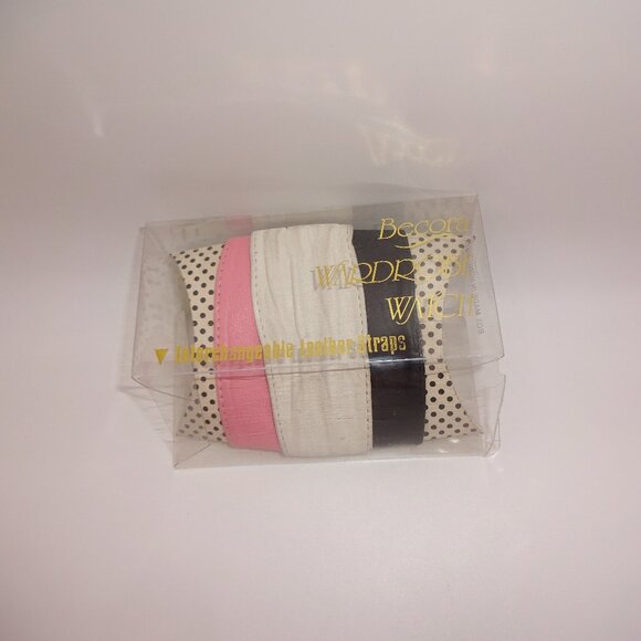 3 Vintage Becora Leather Watch Bands Straps Black Pink White Replacements main image 6
